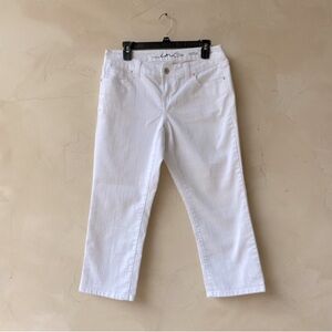 INC White Denim Jeans Skinny Leg Curvy Fit Crop Size 8